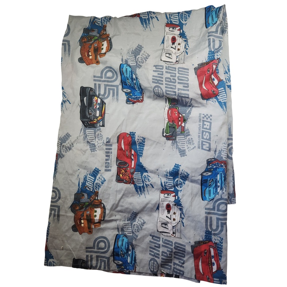 Disney Pixar Cars World Grand Prix Pillowcase‎ Lightning McQueen Mater Gray